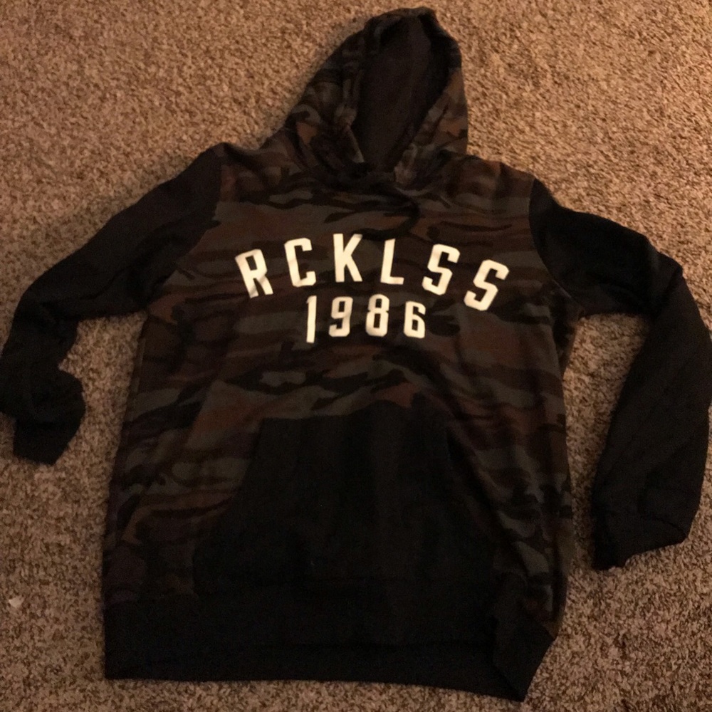 Gently used Reckless camo hoodie
